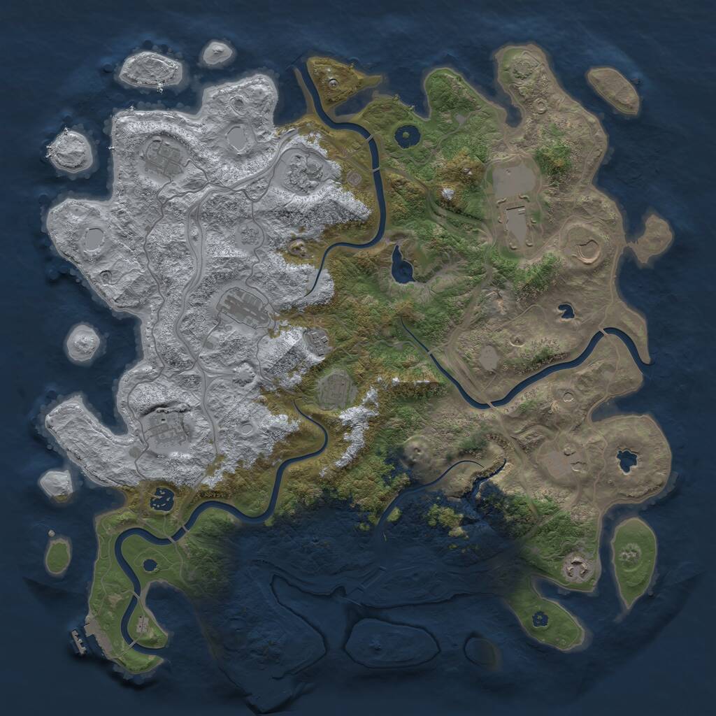 Rust Map: Procedural Map, Size: 4500, Seed: 175136320, 17 Monuments