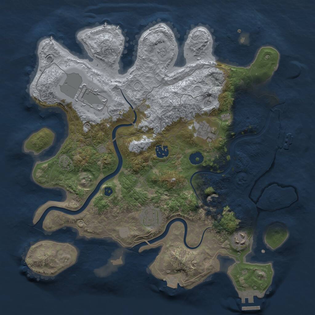 Rust Map: Procedural Map, Size: 3500, Seed: 1369326050, 12 Monuments