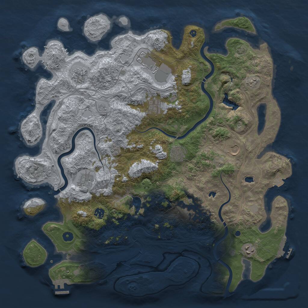 Rust Map: Procedural Map, Size: 4500, Seed: 703580540, 16 Monuments