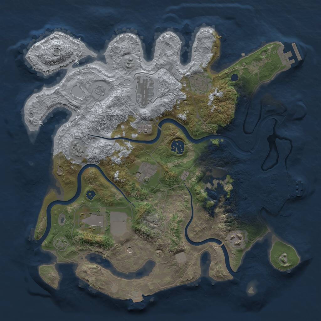 Rust Map: Procedural Map, Size: 3500, Seed: 182474541, 14 Monuments