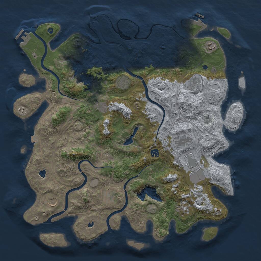 Rust Map: Procedural Map, Size: 4500, Seed: 1356866566, 17 Monuments
