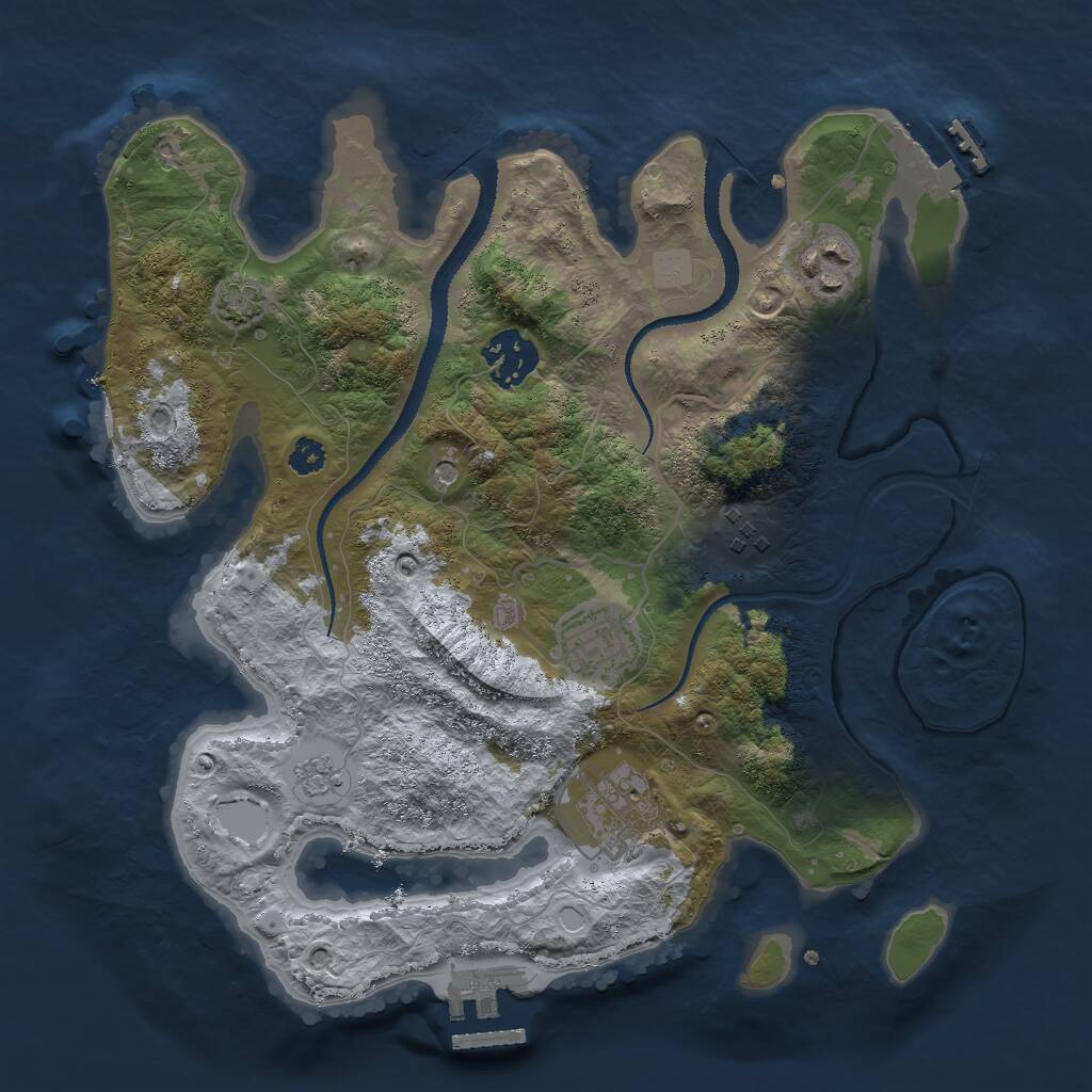 Rust Map: Procedural Map, Size: 3000, Seed: 697022235, 11 Monuments