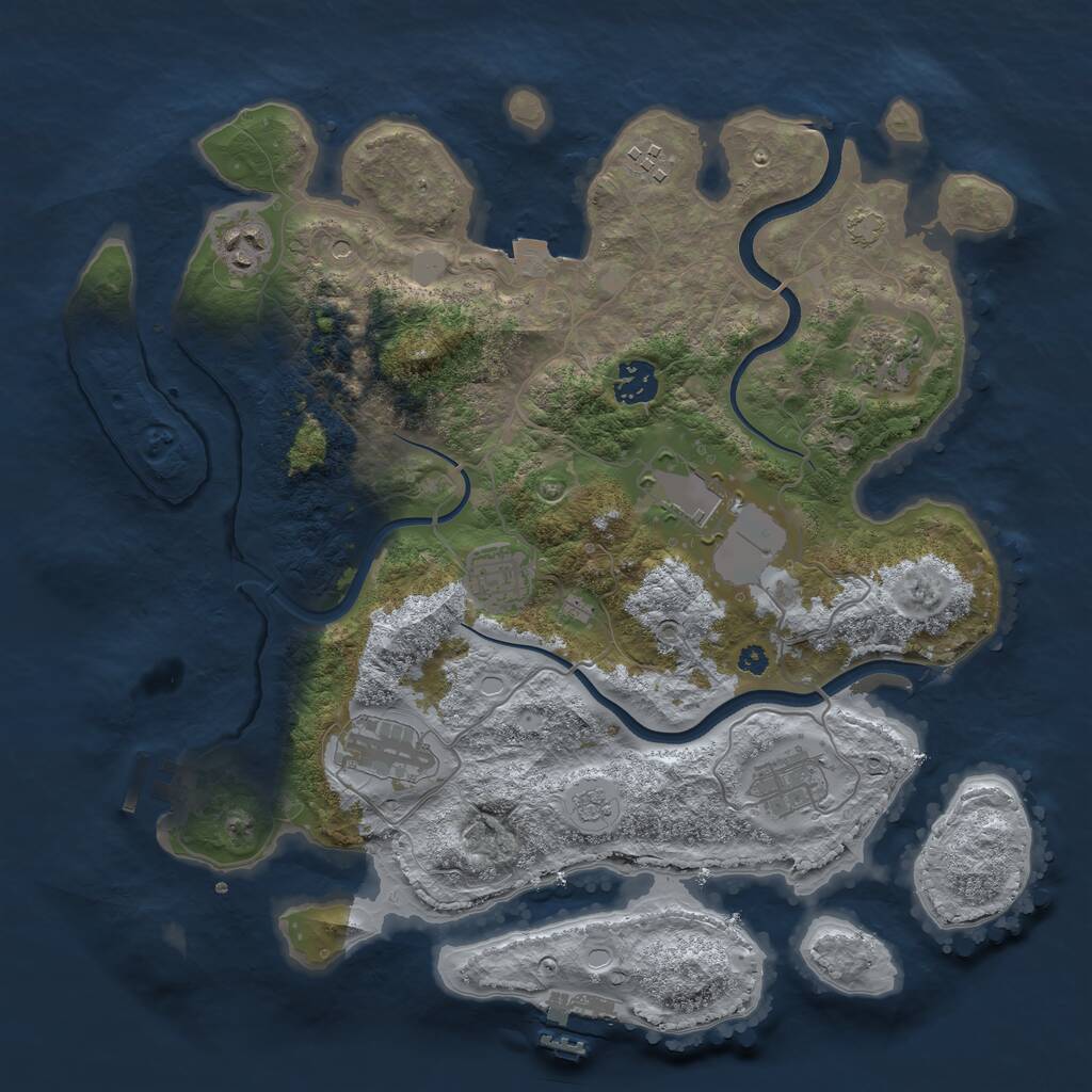 Rust Map: Procedural Map, Size: 3650, Seed: 6970257, 14 Monuments