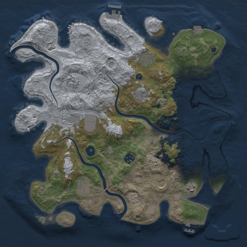 Rust Map: Procedural Map, Size: 3800, Seed: 2057715451, 15 Monuments