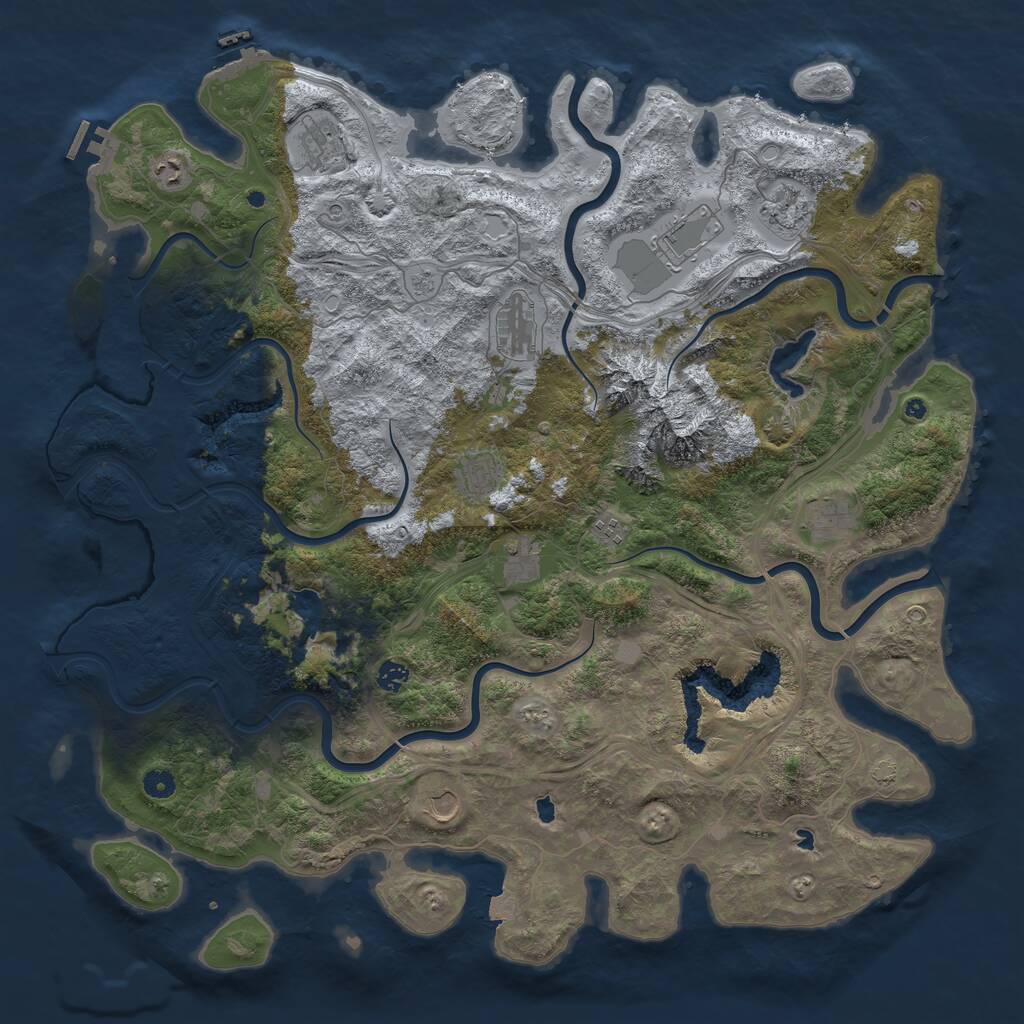 Rust Map: Procedural Map, Size: 5000, Seed: 1276598491, 17 Monuments