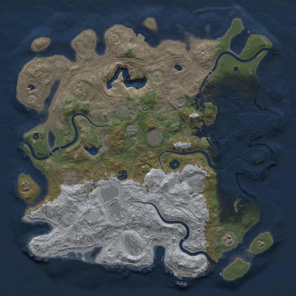 Rust Map: Procedural Map, Size: 4500, Seed: 44181664, 16 Monuments