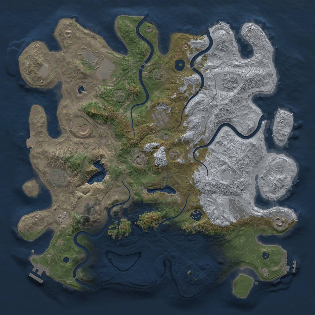 Rust Map: Procedural Map, Size: 4250, Seed: 1275983869, 16 Monuments