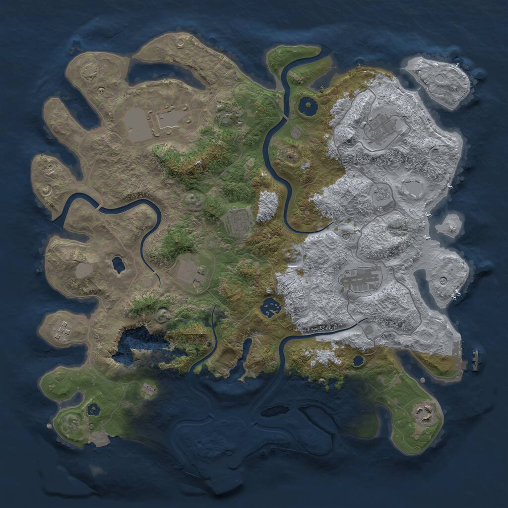Rust Map: Procedural Map, Size: 4000, Seed: 454696370, 15 Monuments