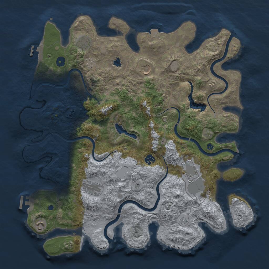 Rust Map: Procedural Map, Size: 4154, Seed: 1036949109, 13 Monuments