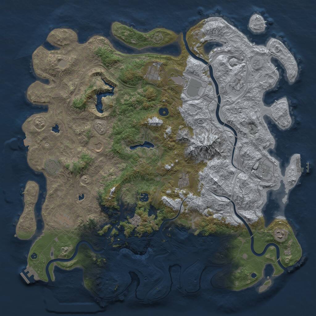 Rust Map: Procedural Map, Size: 5000, Seed: 1533243668, 17 Monuments
