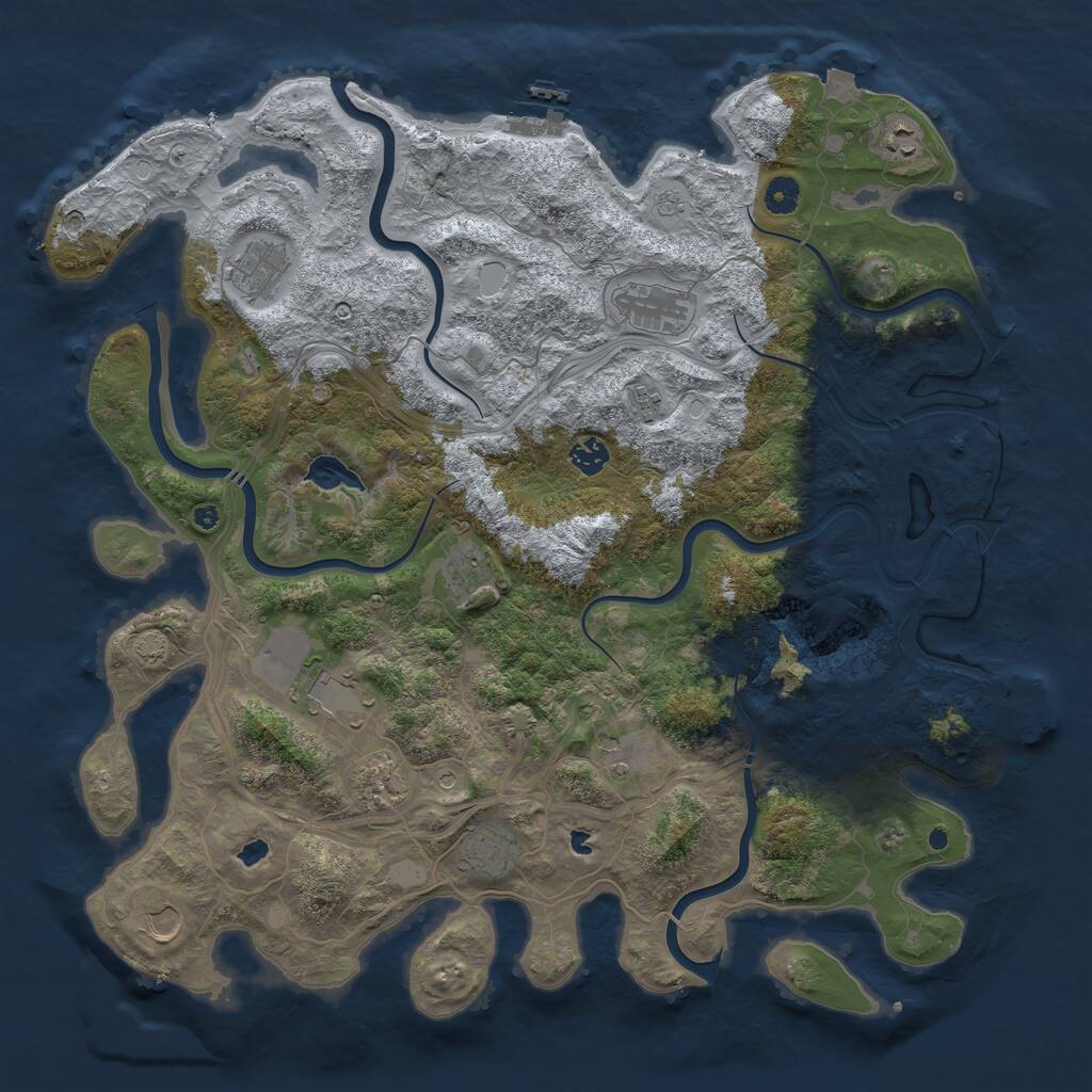 Rust Map: Procedural Map, Size: 4500, Seed: 1289664413, 17 Monuments
