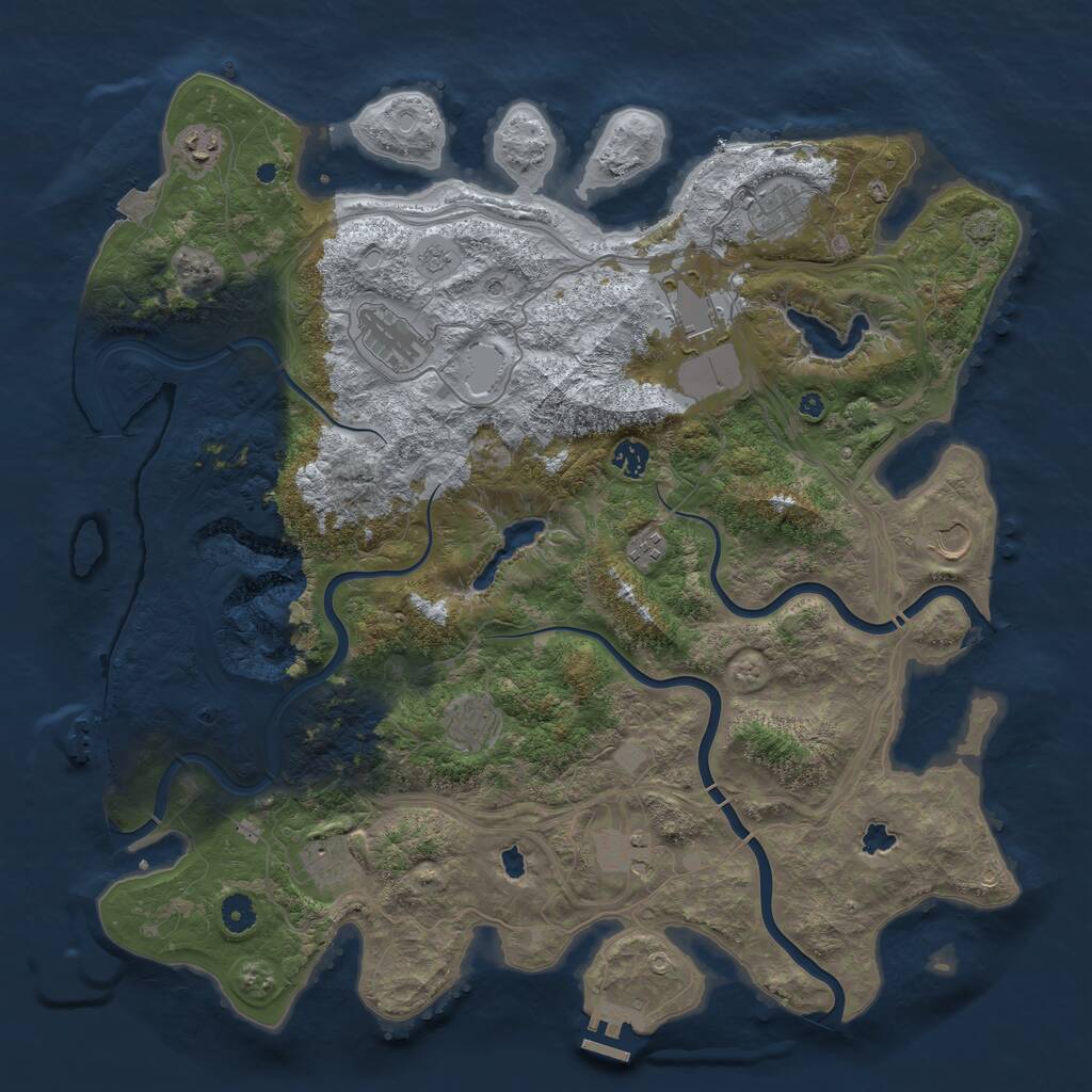 Rust Map: Procedural Map, Size: 4500, Seed: 651801225, 16 Monuments