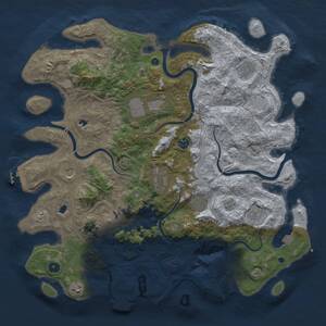 Thumbnail Rust Map: Procedural Map, Size: 4500, Seed: 393524324, 17 Monuments