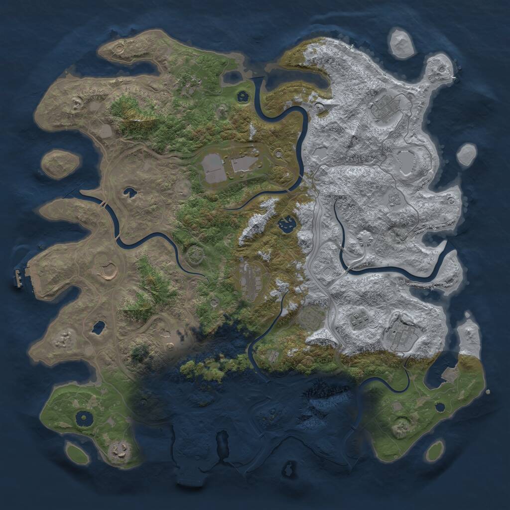 Rust Map: Procedural Map, Size: 4500, Seed: 393524324, 17 Monuments
