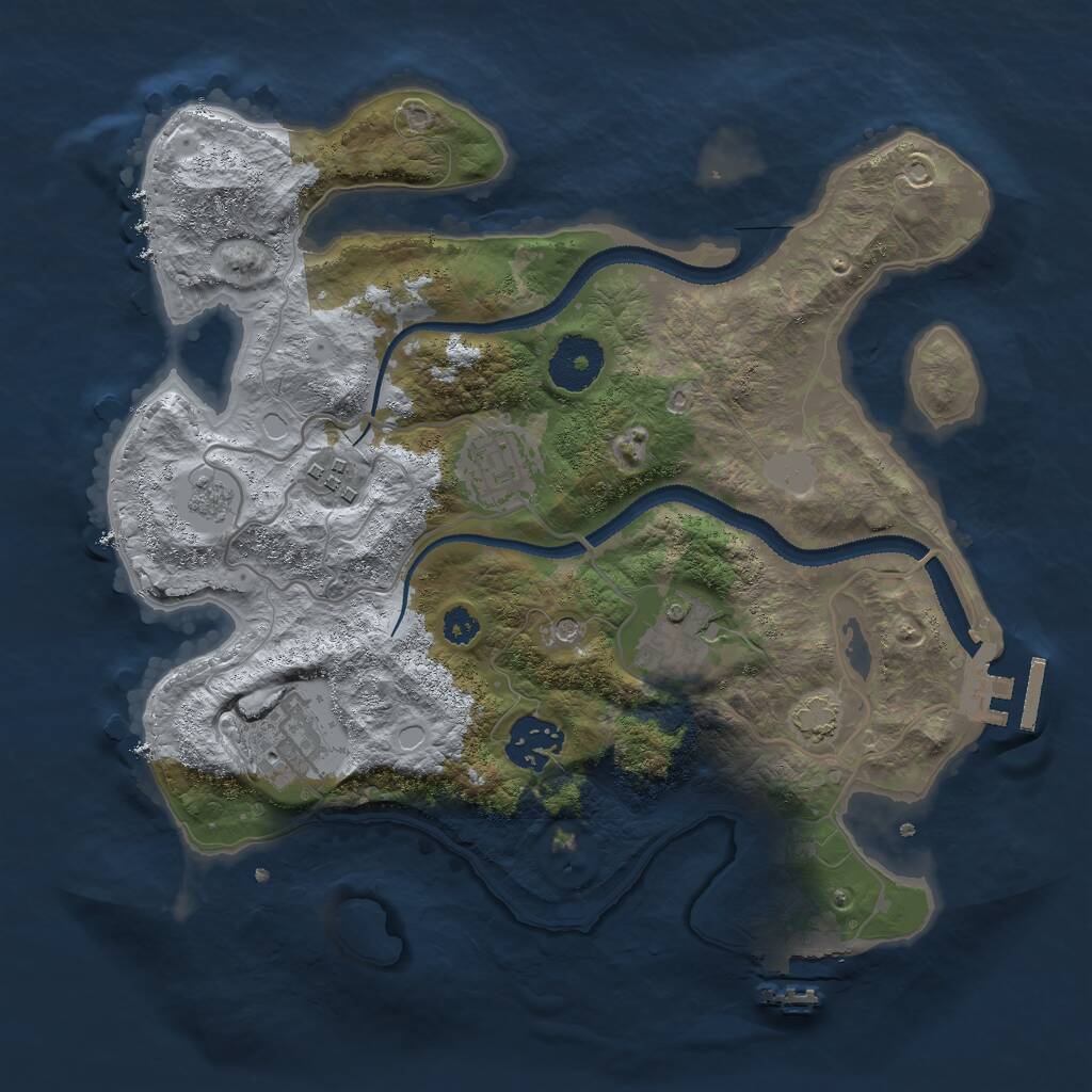 Rust Map: Procedural Map, Size: 3000, Seed: 1855291688, 11 Monuments