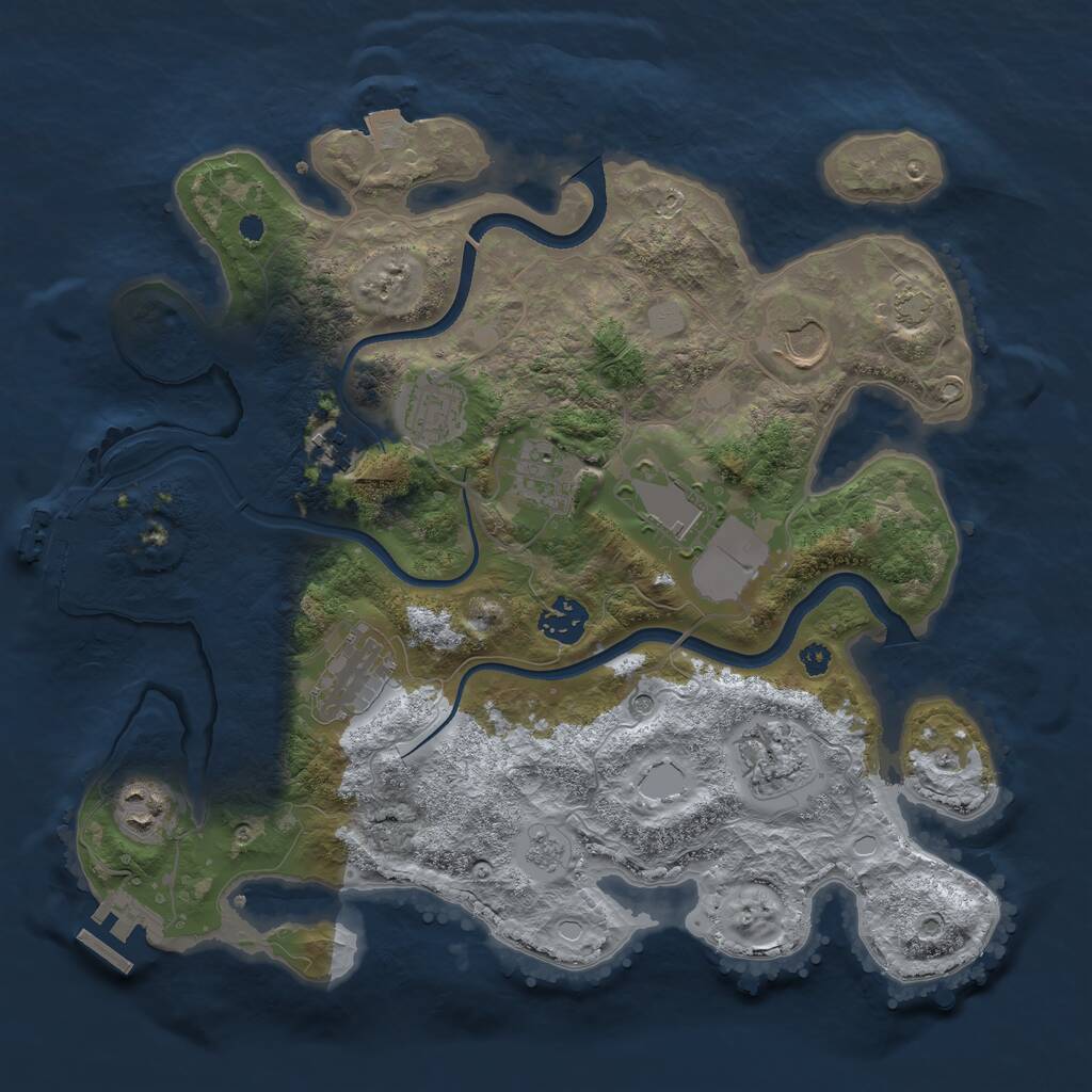 Rust Map: Procedural Map, Size: 3500, Seed: 2100491289, 15 Monuments