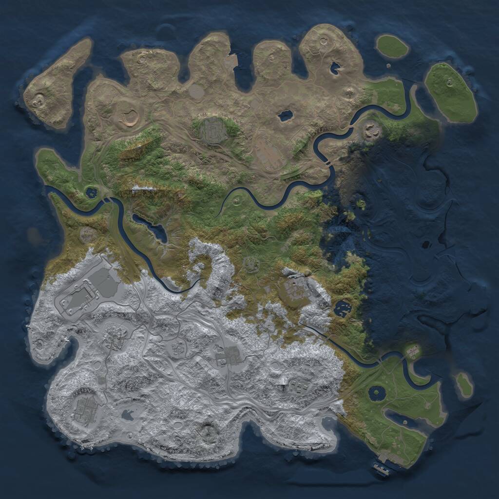 Rust Map: Procedural Map, Size: 4500, Seed: 1081339359, 17 Monuments
