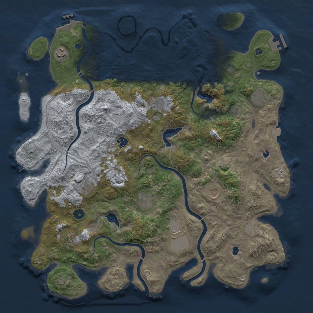 Rust Map: Procedural Map, Size: 4500, Seed: 950859912, 16 Monuments