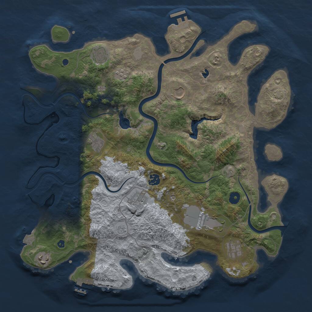Rust Map: Procedural Map, Size: 4000, Seed: 1751830655, 15 Monuments