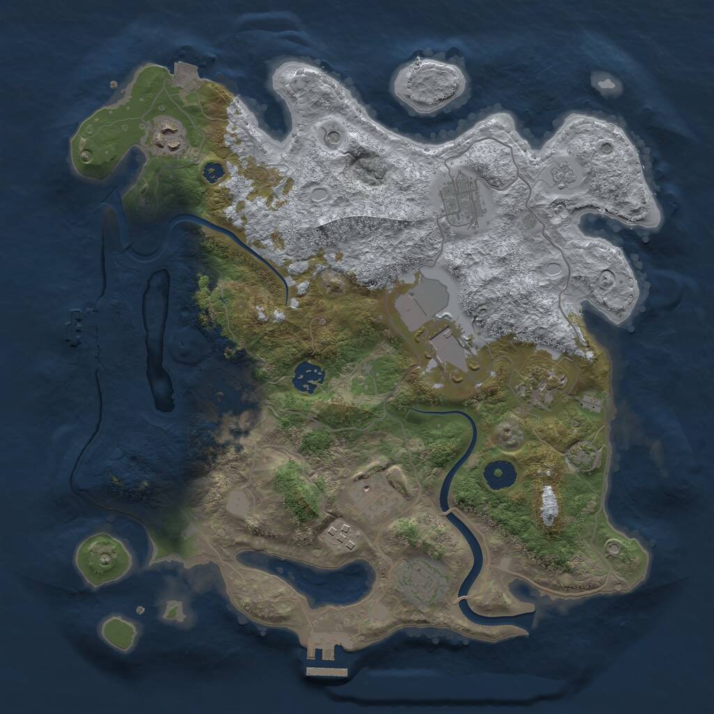 Rust Map: Procedural Map, Size: 3500, Seed: 185508840, 15 Monuments