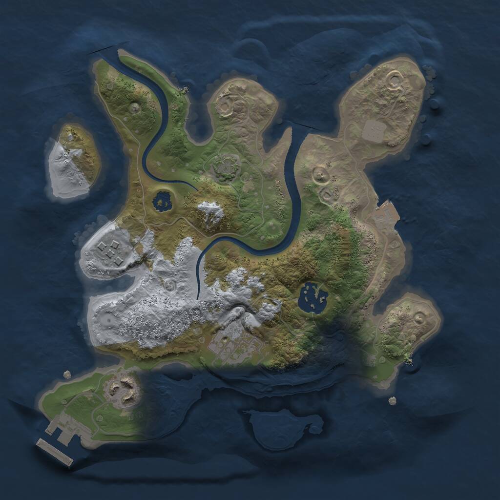 Rust Map: Procedural Map, Size: 2500, Seed: 1001876359, 7 Monuments