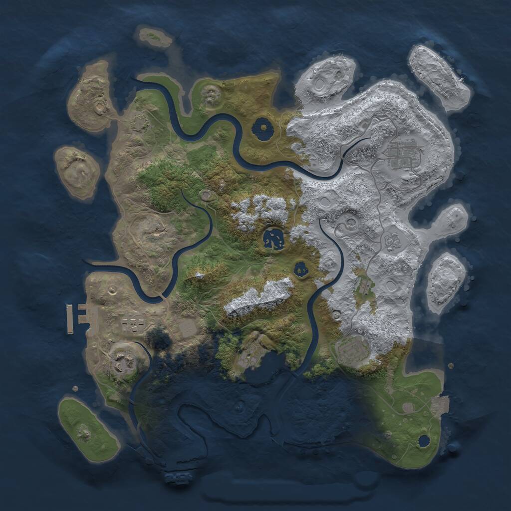 Rust Map: Procedural Map, Size: 3500, Seed: 730309763, 12 Monuments