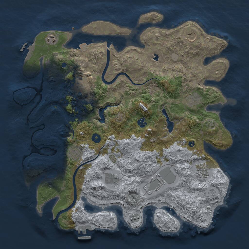 Rust Map: Procedural Map, Size: 4000, Seed: 221757672, 16 Monuments