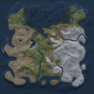 Thumbnail Rust Map: Procedural Map, Size: 4300, Seed: 127355156, 16 Monuments