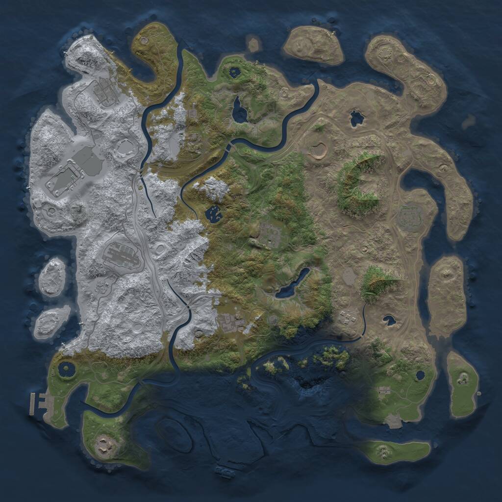 Rust Map: Procedural Map, Size: 4500, Seed: 302380251, 17 Monuments