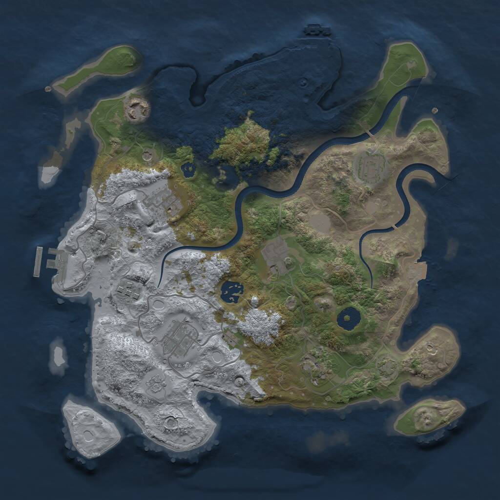 Rust Map: Procedural Map, Size: 3300, Seed: 82785022, 14 Monuments