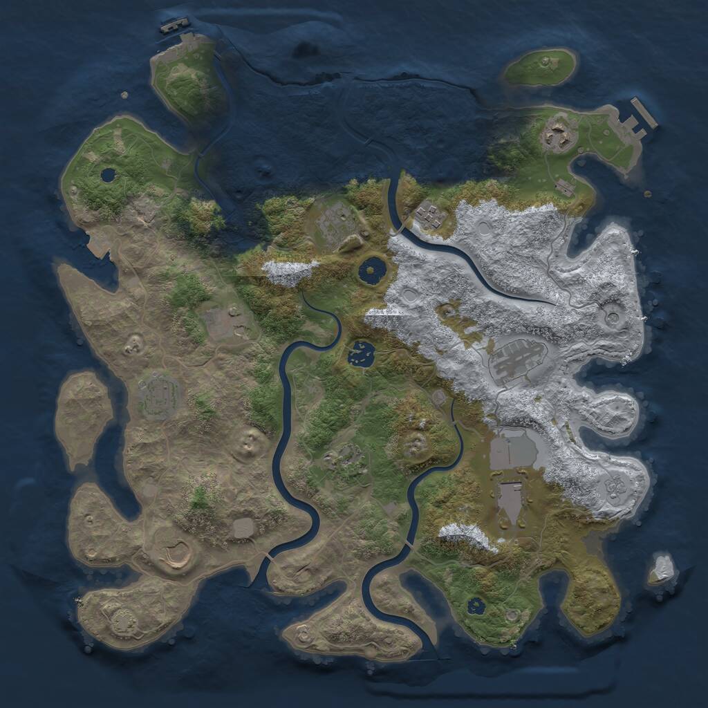 Rust Map: Procedural Map, Size: 3950, Seed: 1777, 16 Monuments
