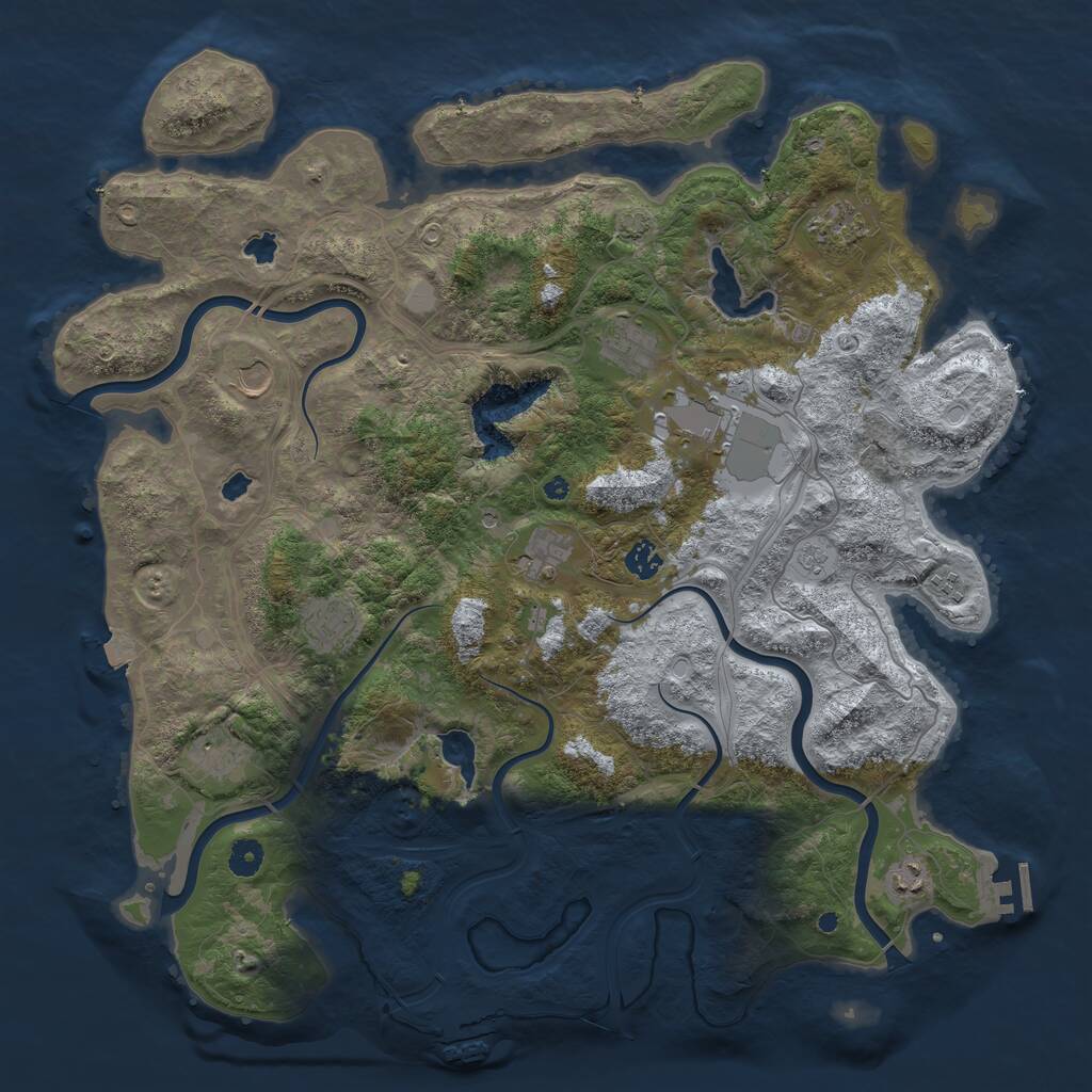 Rust Map: Procedural Map, Size: 4500, Seed: 2053791644, 16 Monuments