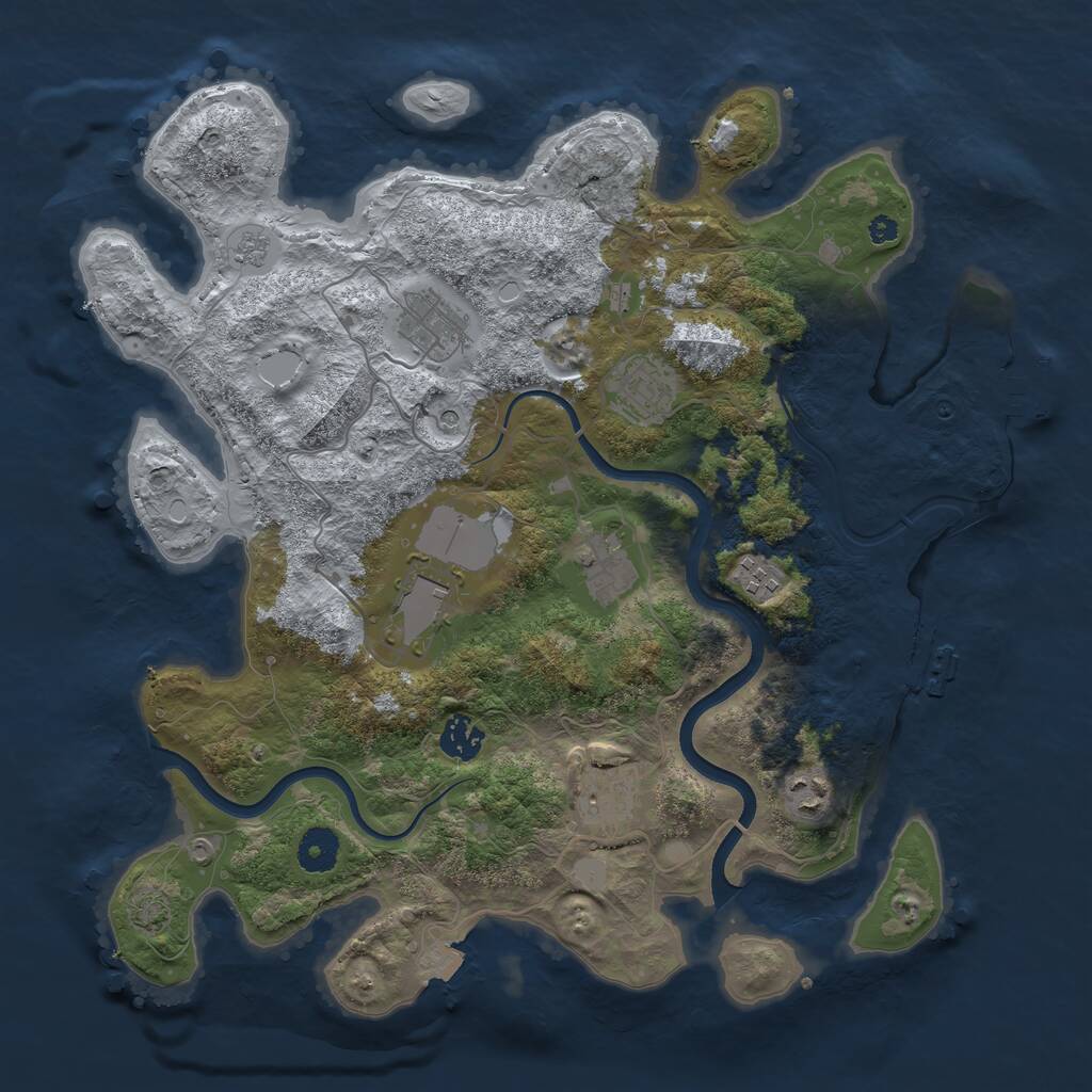 Rust Map: Procedural Map, Size: 3750, Seed: 1153395584, 14 Monuments
