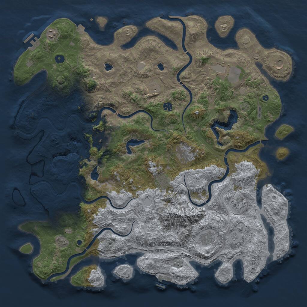 Rust Map: Procedural Map, Size: 5000, Seed: 2063366806, 17 Monuments