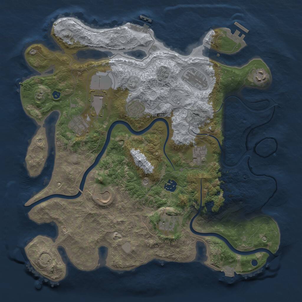 Rust Map: Procedural Map, Size: 3750, Seed: 1721253737, 16 Monuments