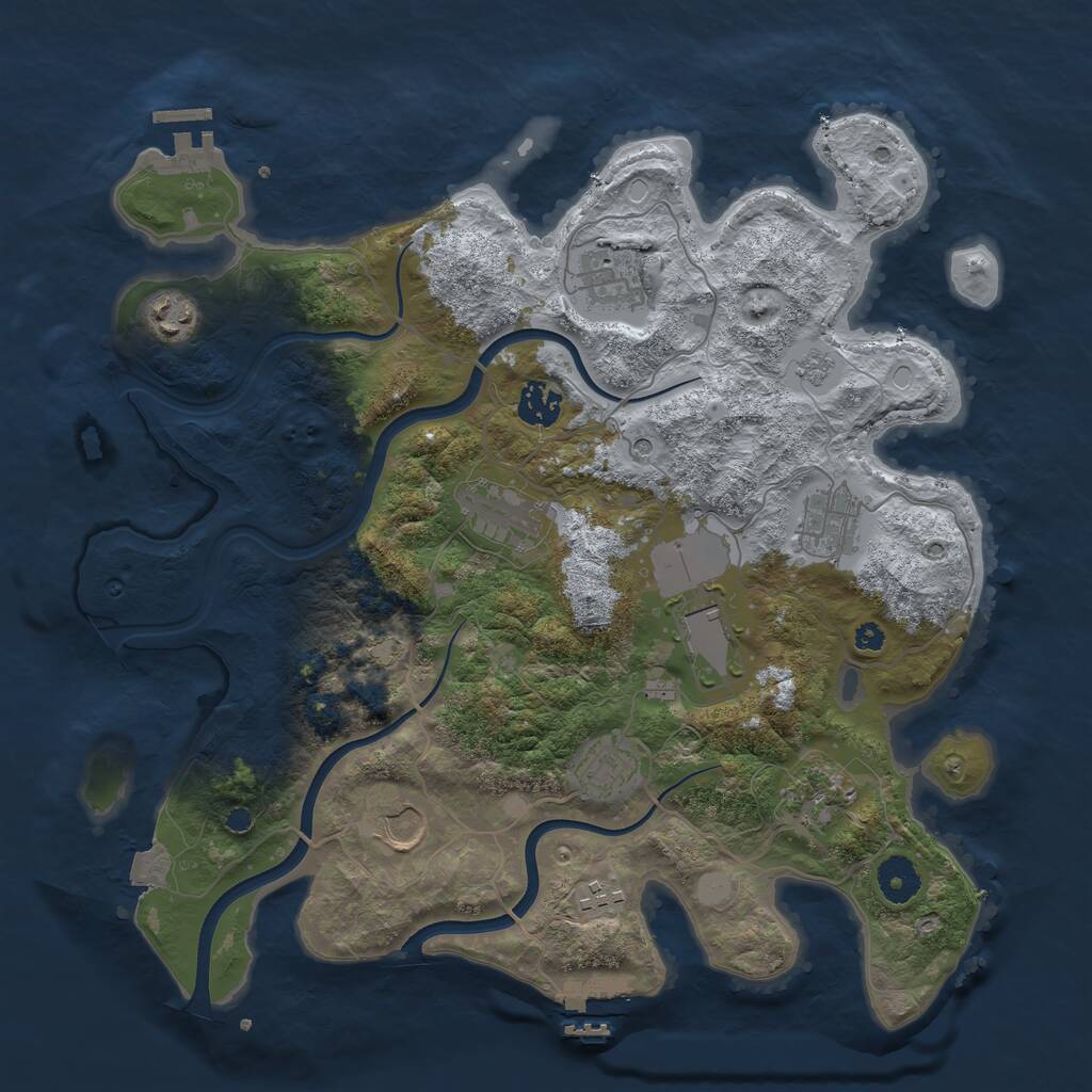 Rust Map: Procedural Map, Size: 3700, Seed: 1354241003, 16 Monuments