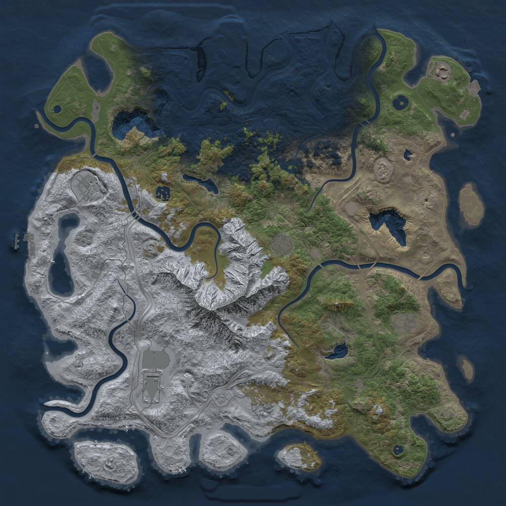 Rust Map: Procedural Map, Size: 5000, Seed: 1296297392, 14 Monuments
