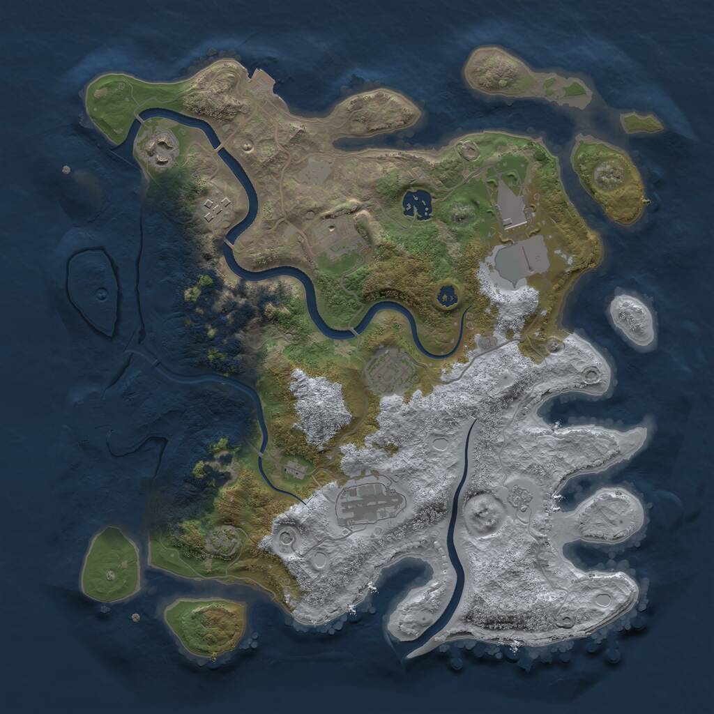 Rust Map: Procedural Map, Size: 3500, Seed: 1164596471, 12 Monuments