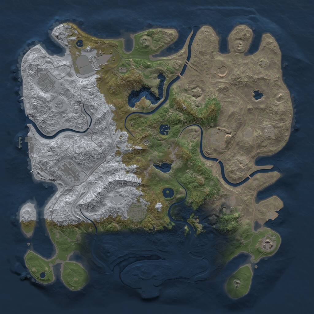 Rust Map: Procedural Map, Size: 4250, Seed: 1907975679, 16 Monuments
