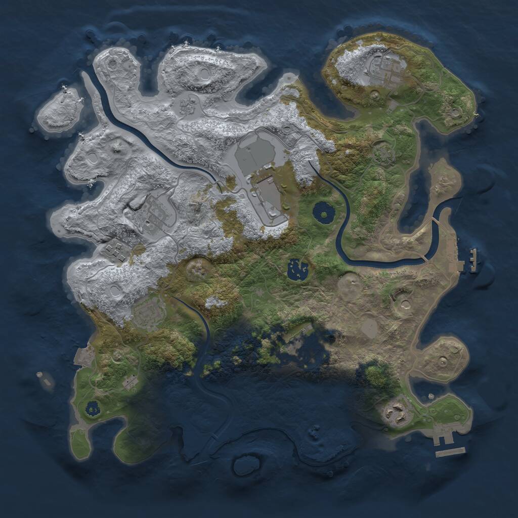 Rust Map: Procedural Map, Size: 3500, Seed: 50156780, 14 Monuments