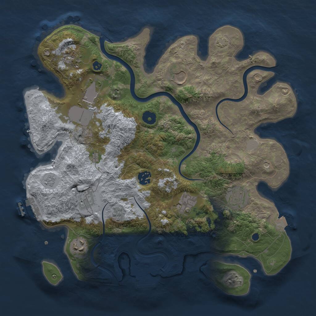 Rust Map: Procedural Map, Size: 3500, Seed: 1228058057, 15 Monuments