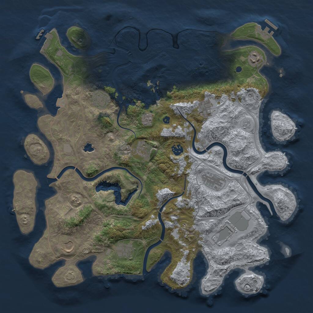 Rust Map: Procedural Map, Size: 4250, Seed: 1014451239, 17 Monuments