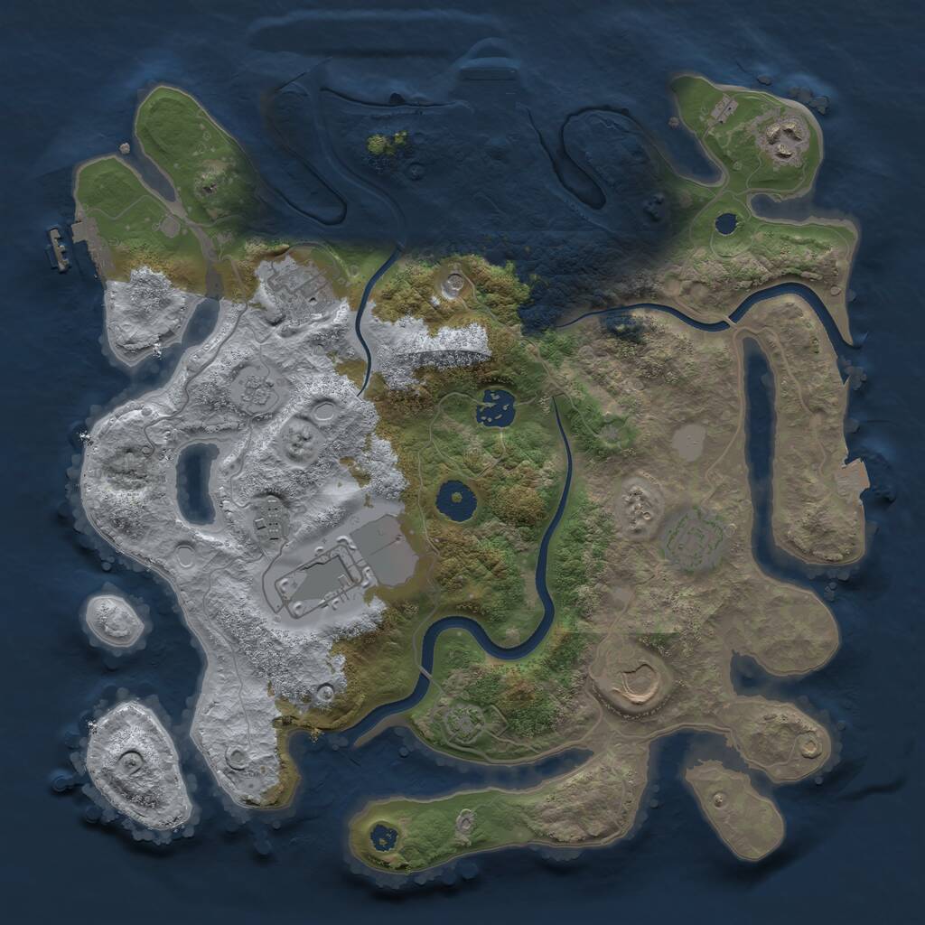 Rust Map: Procedural Map, Size: 3500, Seed: 792036100, 13 Monuments