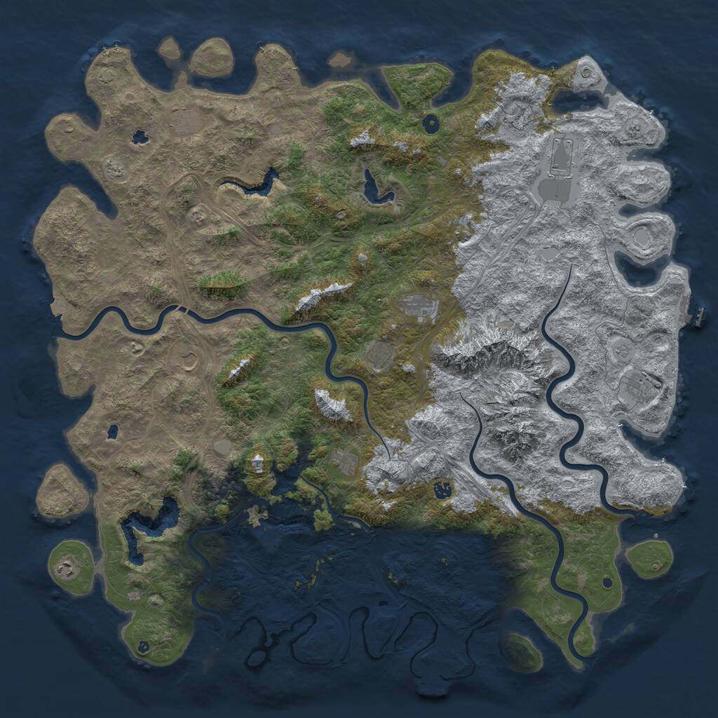 Rust Map: Procedural Map, Size: 6000, Seed: 984713971, 17 Monuments