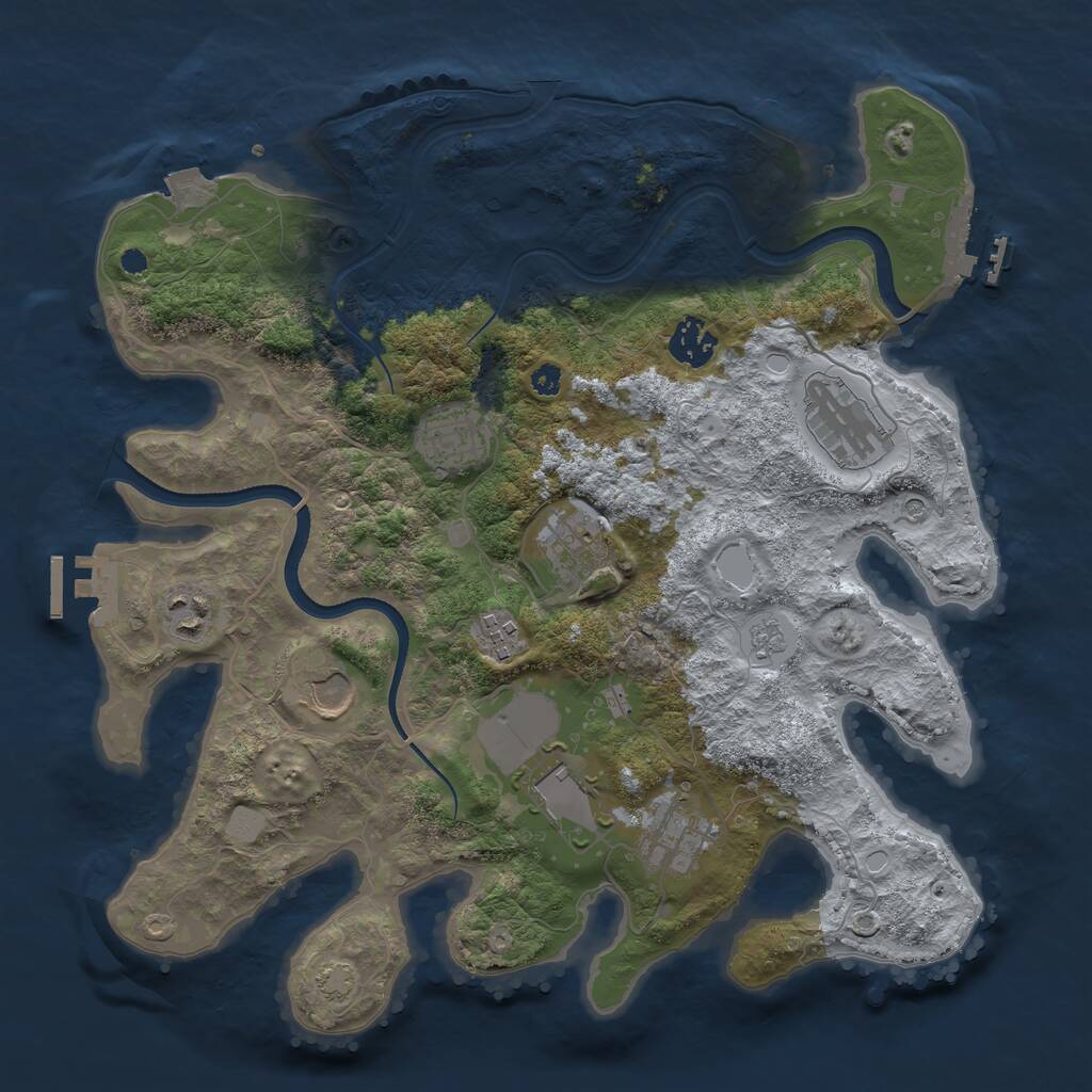 Rust Map: Procedural Map, Size: 3500, Seed: 2010508377, 15 Monuments