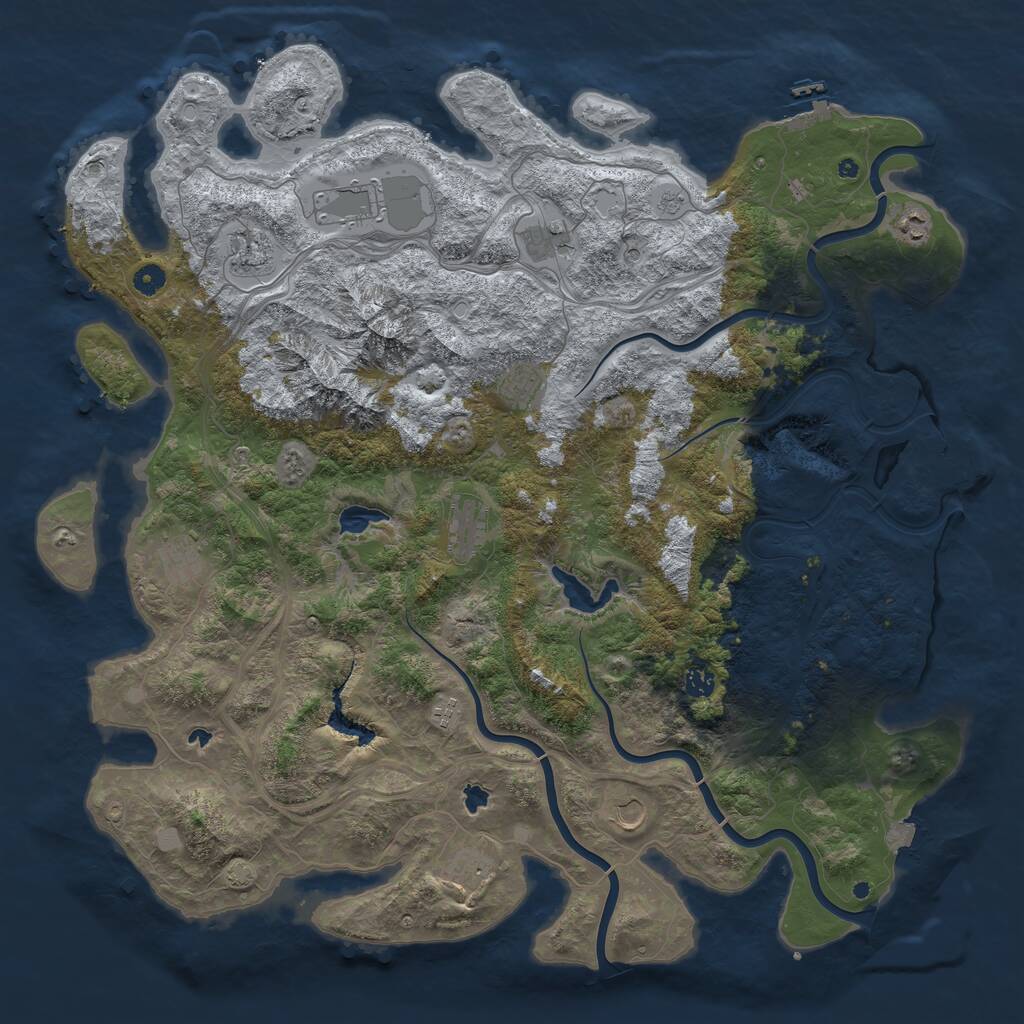 Rust Map: Procedural Map, Size: 5000, Seed: 88231110, 17 Monuments