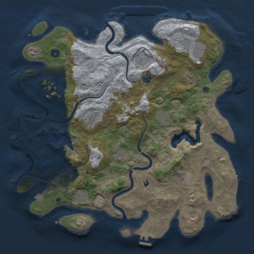 Rust Map: Procedural Map, Size: 4250, Seed: 887828488, 17 Monuments