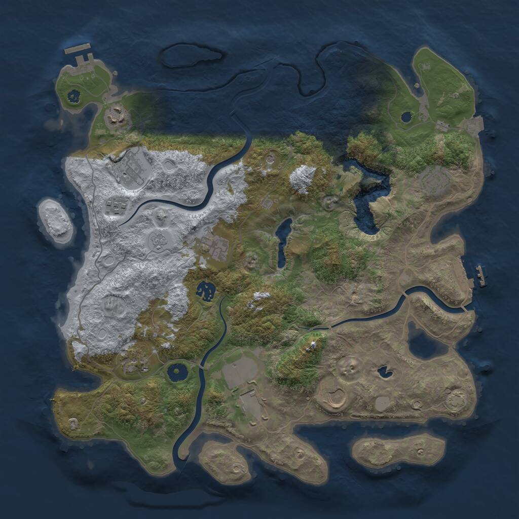 Rust Map: Procedural Map, Size: 4000, Seed: 887233935, 15 Monuments