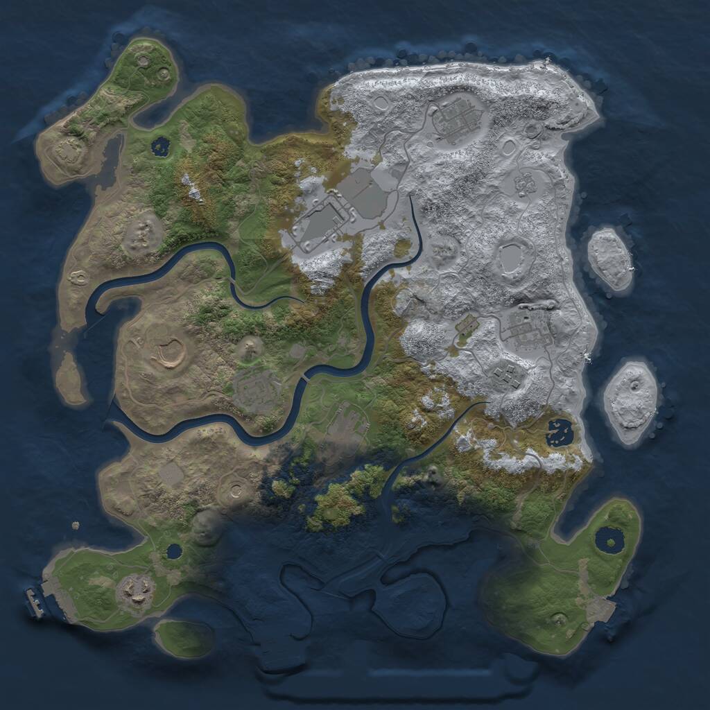 Rust Map: Procedural Map, Size: 3700, Seed: 1713287318, 15 Monuments