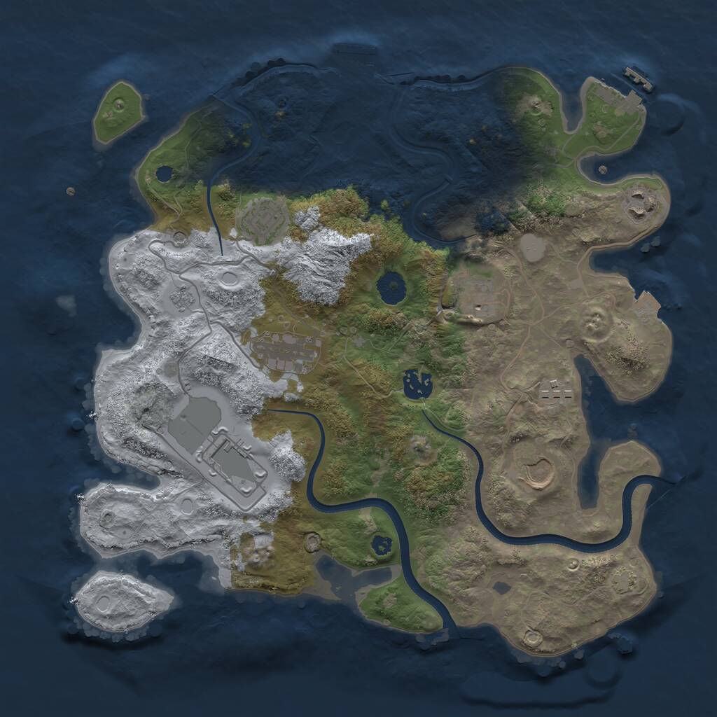 Rust Map: Procedural Map, Size: 3500, Seed: 2124825899, 14 Monuments
